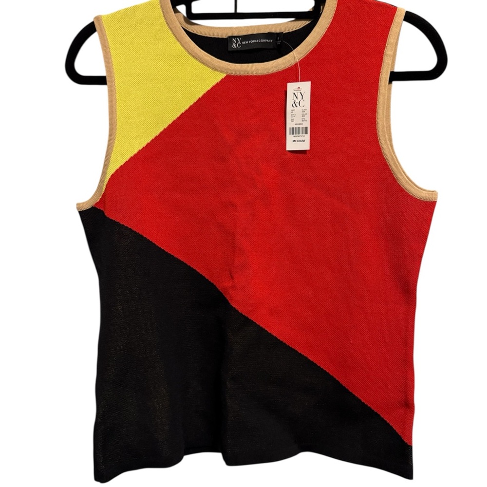 New York & Company Red, Yellow, and Black Tank Top
